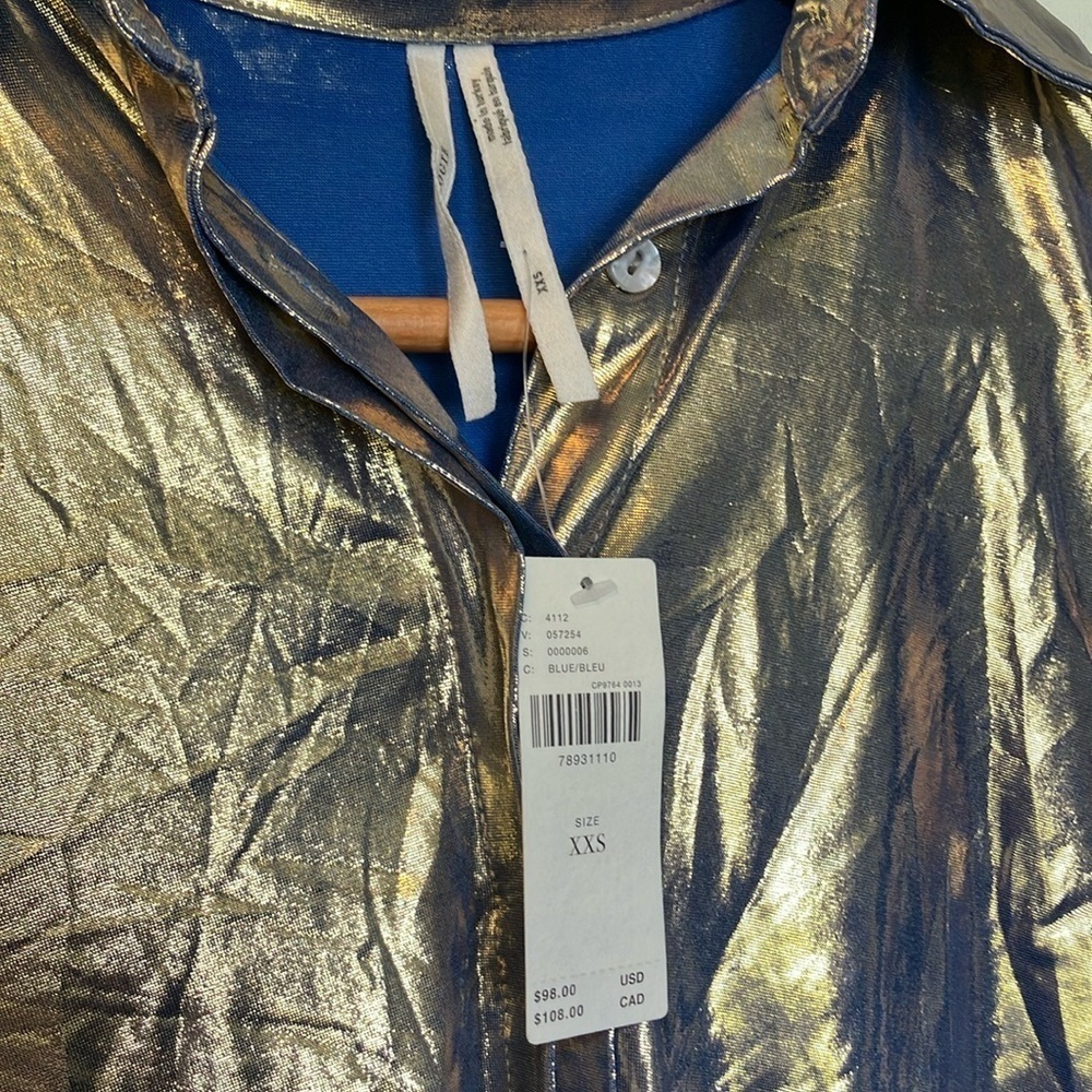 NWT By Anthropologie Gold Metallic Irisdescent Shirt - Picture 3 of 7